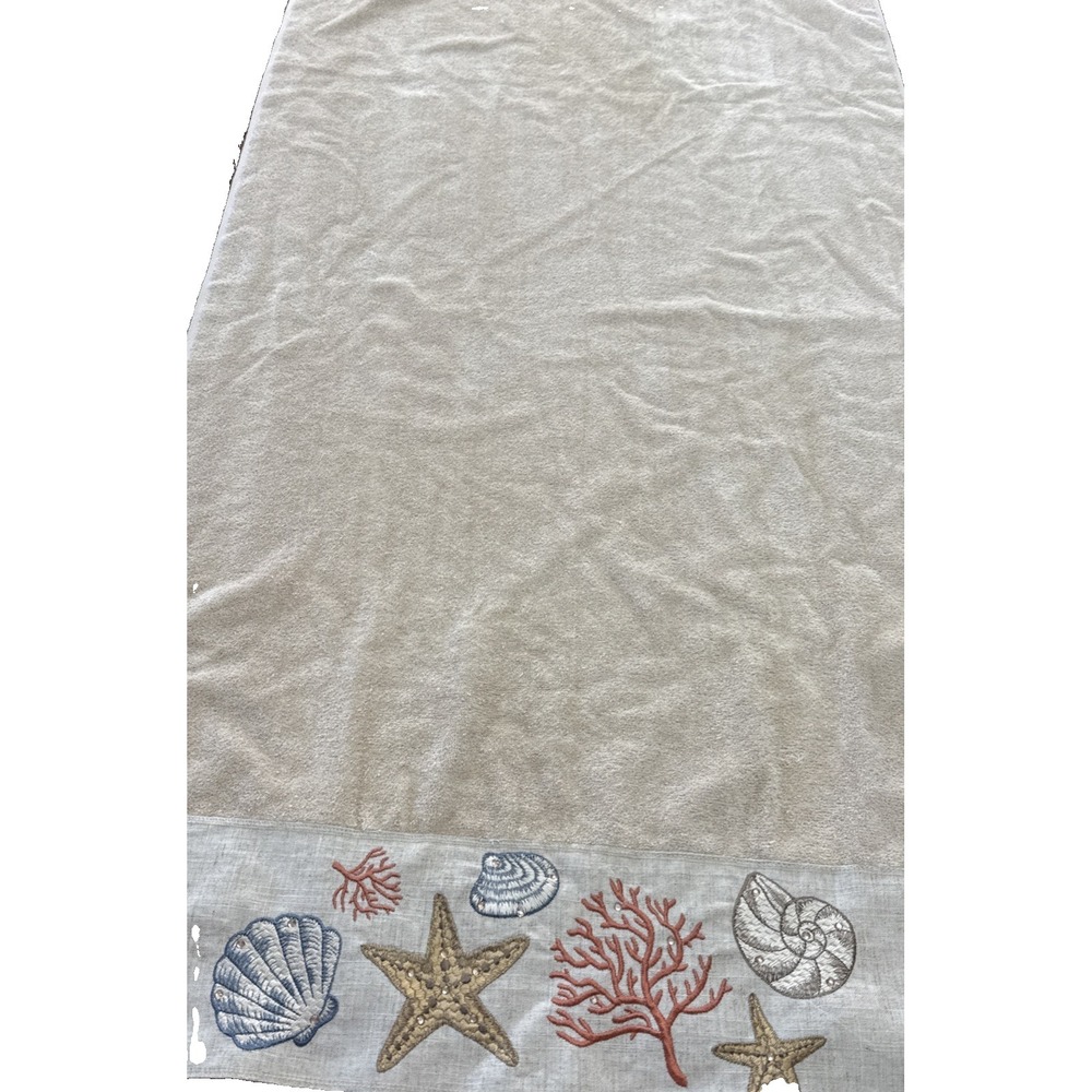 Avanti By The Sea Bath Towel Seashells Embroidered 59x26 Beach 1 Pc Display